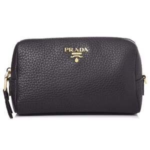 Prada Vitello Daino Black Leather Cosmetic